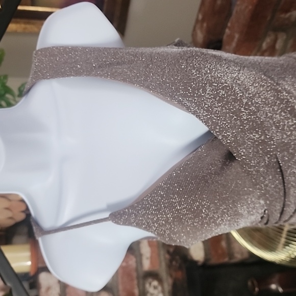 Betsy & Adam Metallic Purple Sleeveless Cocktail Midi Dress - Picture 4 of 12